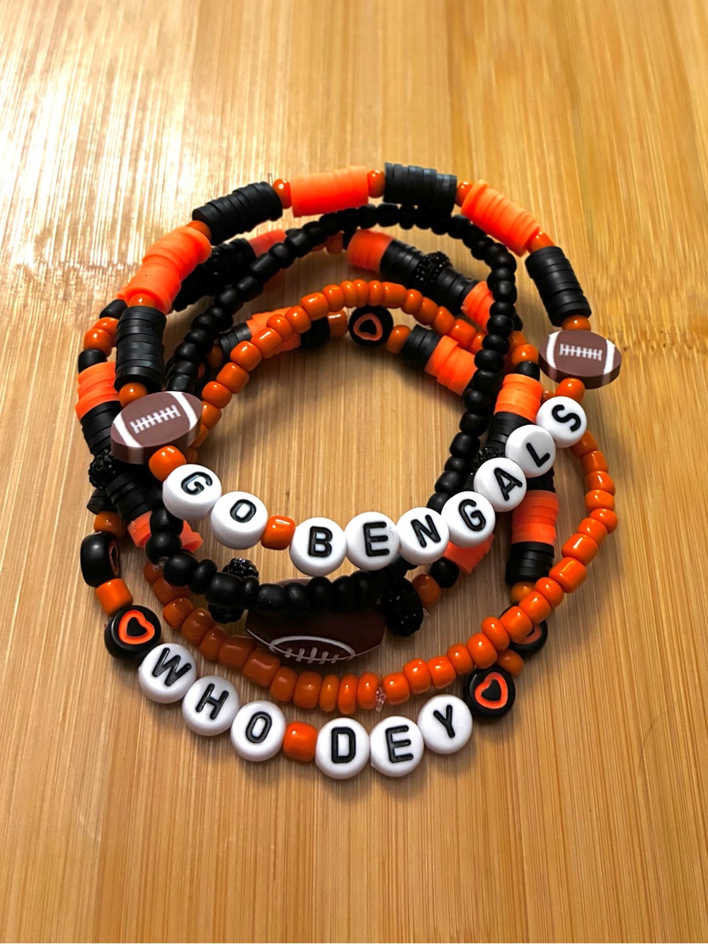 Go Bengals Beaded Stretch Bracelet Set - Orange & Black